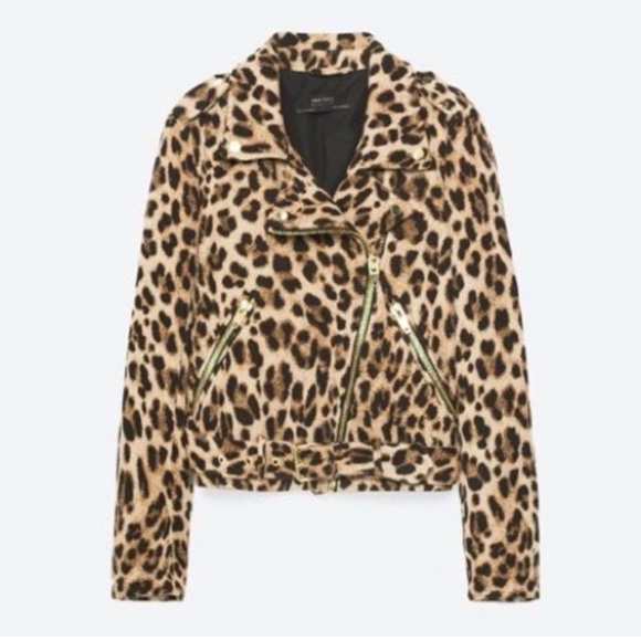 Zara Jackets & Blazers - Zara outerwear Leopard Print motorcycle Women's Jacket Sz M